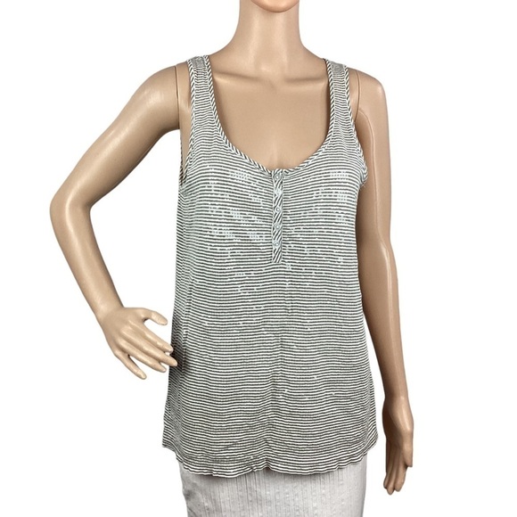 J.Crew Factory Tank Top Size L Gray Stripe Sequin - Picture 1 of 7